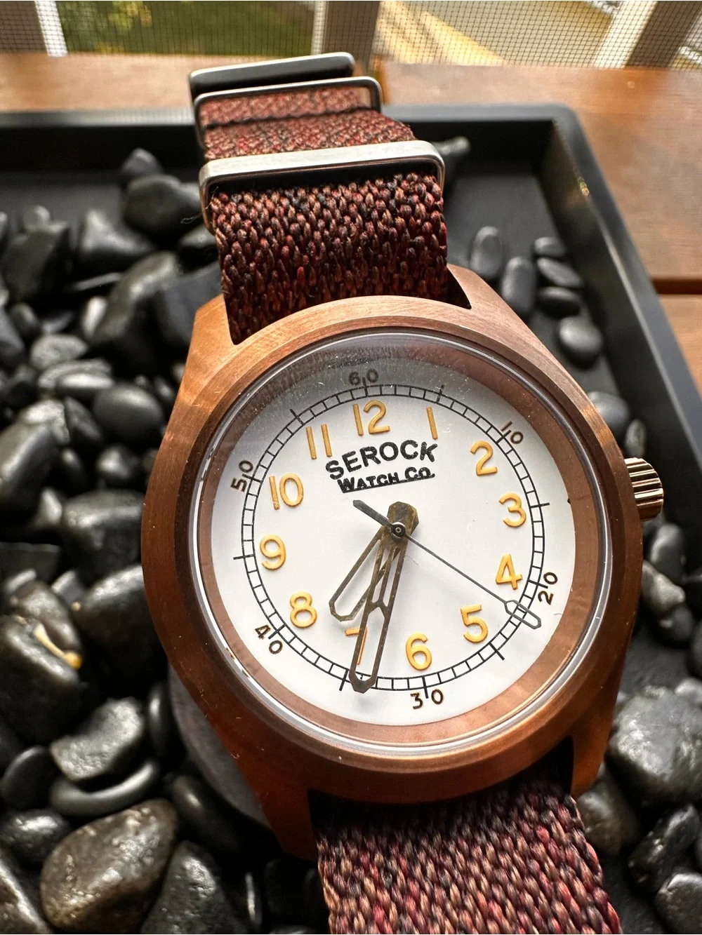 SeikoMod Solid Bronze Field Watch  with White Dial